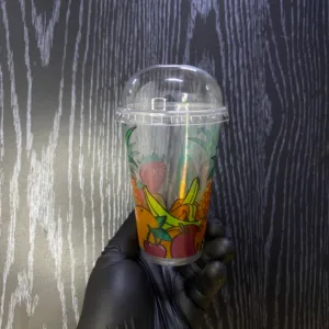 Gobelets fleuri avec couvercle rebondis 400ml