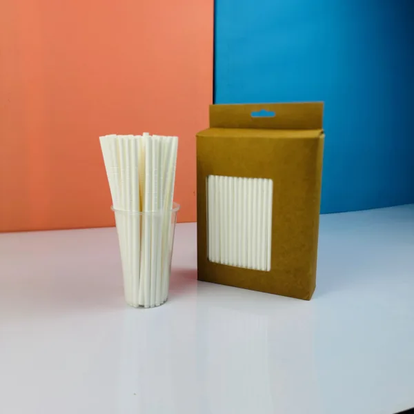 Pailles en carton flexibles blanches – Image 6