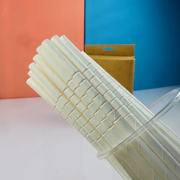 Pailles en carton flexibles blanches – Image 5