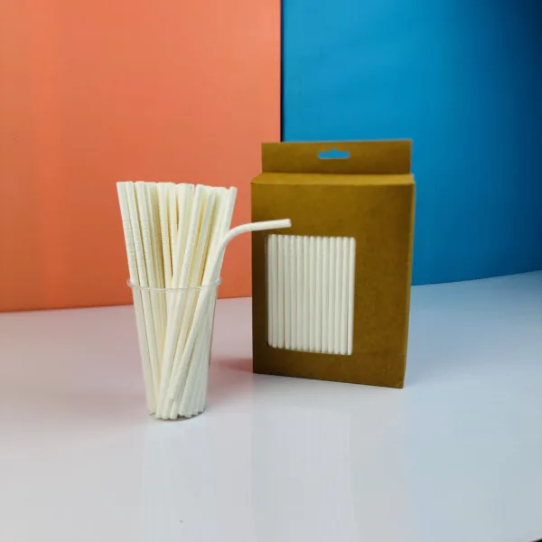 Pailles en carton flexibles blanches