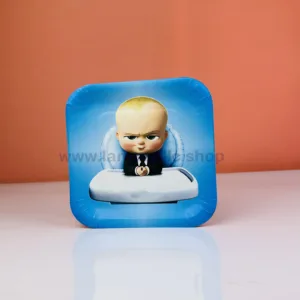 Assiettes en carton baby boss carrées 17cm