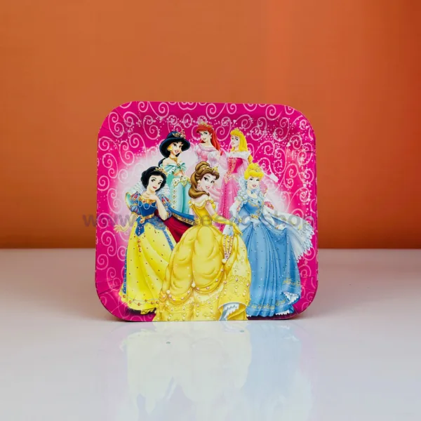 Assiettes en carton carrée princesses 17cm