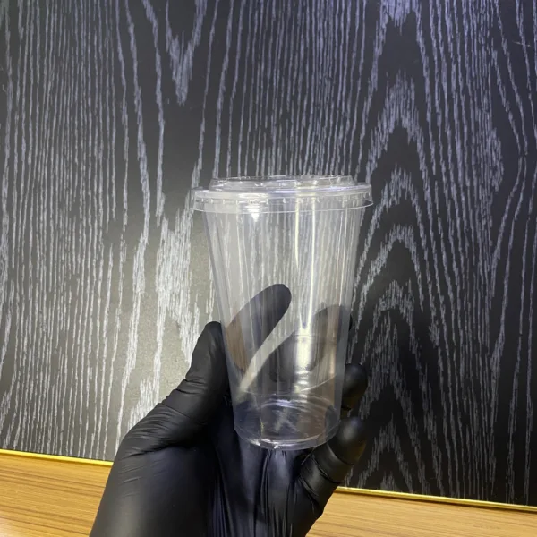 Gobelets transparent avec couvercle plat 400ml – Image 4