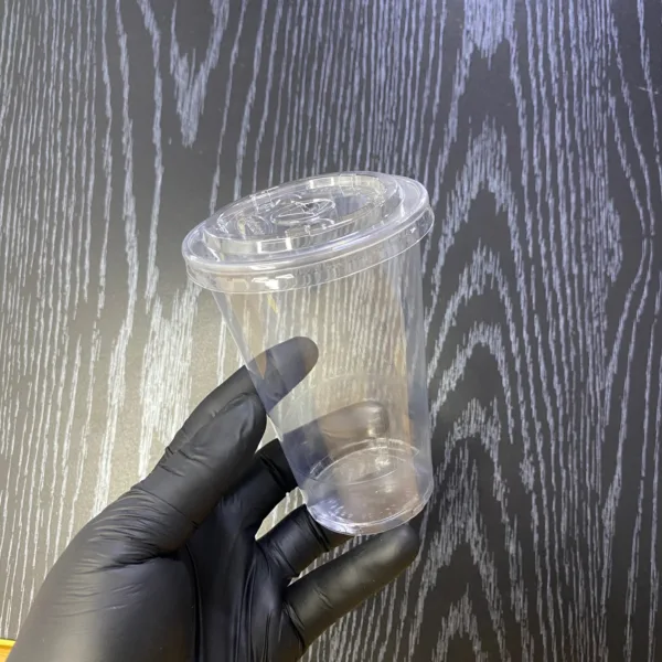 Gobelets transparent avec couvercle plat 400ml – Image 3