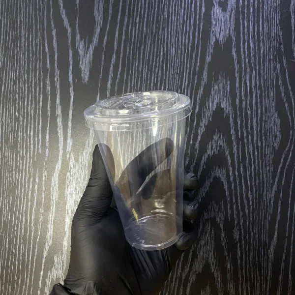 Gobelets transparent avec couvercle plat 400ml – Image 2