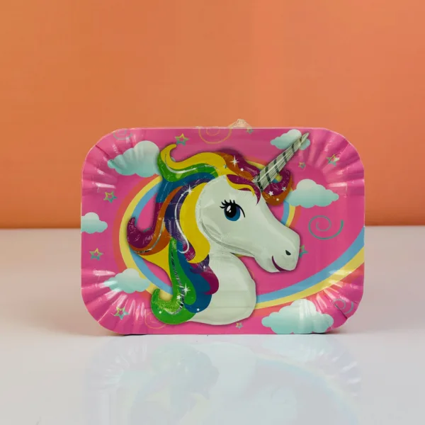 Assiettes en carton rectangulaires licorne 13x18cm