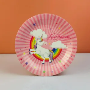 Assiettes en carton rondes licorne 23cm