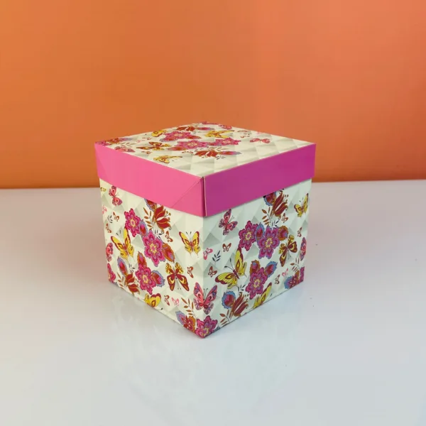 Gift box rose décoré 15x15cm