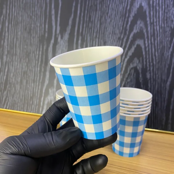Gobelets en carton bleu 200ml – Image 2
