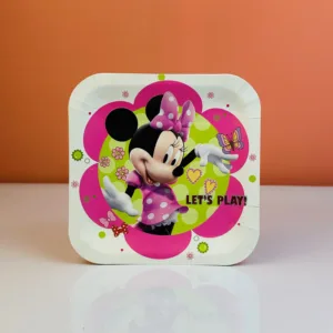 Assiettes en carton carrée minnie 17cm