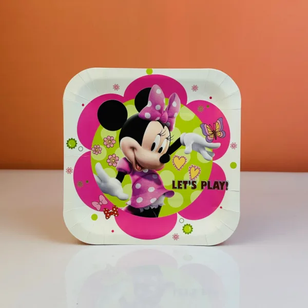 Assiettes en carton carrée minnie 17cm
