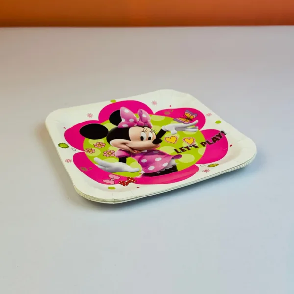 Assiettes en carton carrée minnie 17cm – Image 2