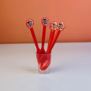 Cuillères rouges décorées minnie
