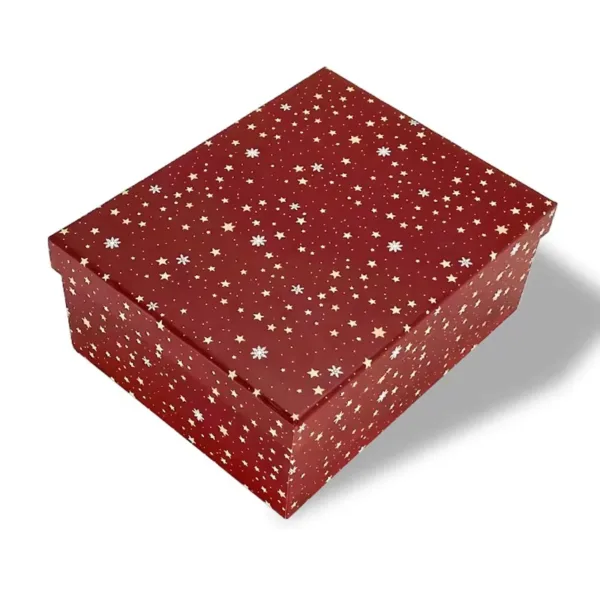 Gift box rectangulaire rouge parsemé or - Image 2