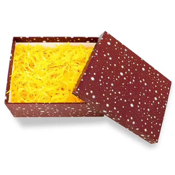 Gift box rectangulaire rouge parsemé or - Image 3