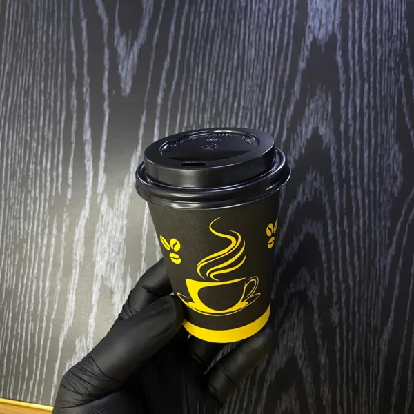 Gobelets à café avec couvercle noir 200ml – Image 4