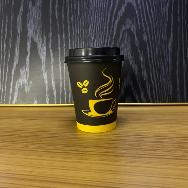 Gobelets à café avec couvercle noir 200ml – Image 3