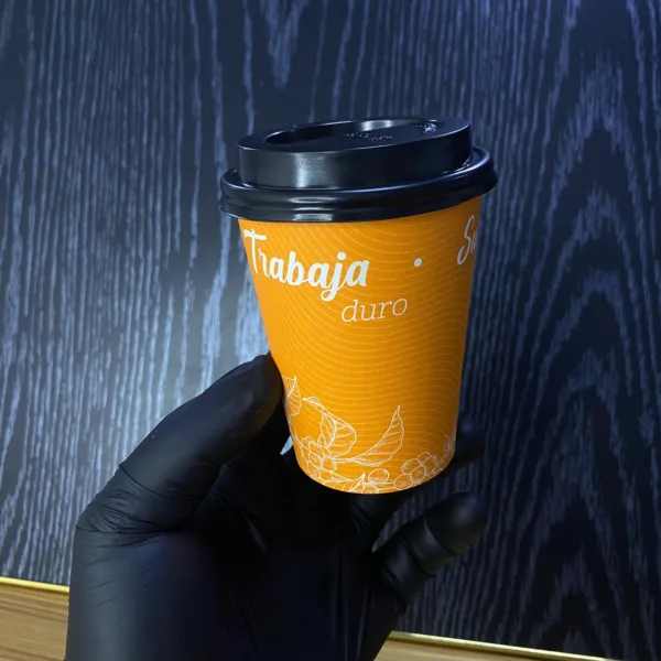 Gobelets à café avec couvercle orange 200ml - Image 3