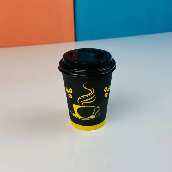 Gobelets à café avec couvercle noir 200ml – Image 5