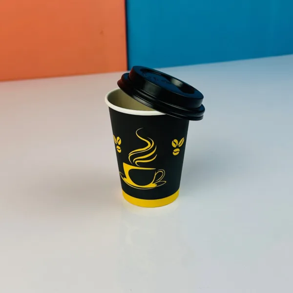 Gobelets à café avec couvercle noir 200ml – Image 6