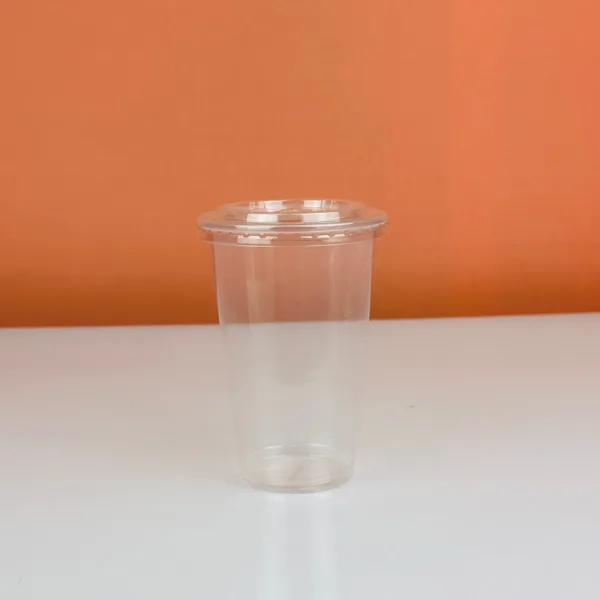 Gobelets transparent avec couvercle plat 400ml