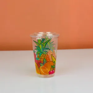 Gobelets fleuri avec couvercle plat 400ml