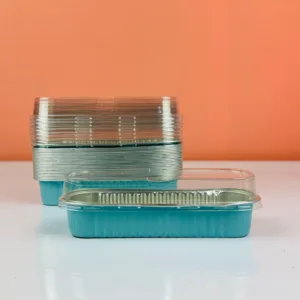 Mini barquettes en aluminium avec couvercle color bleu