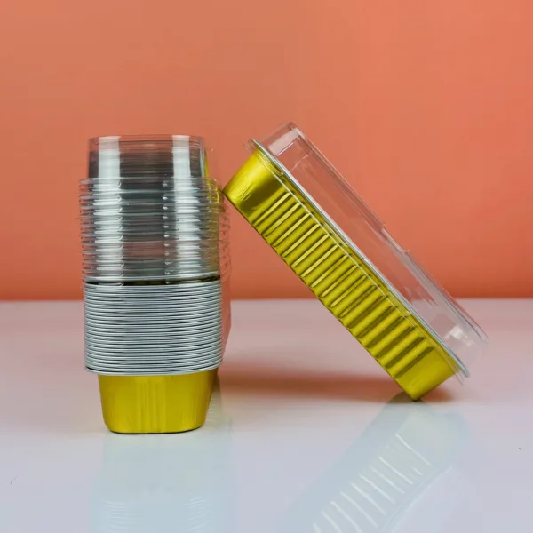 Mini barquettes en aluminium avec couvercle color or – Image 2