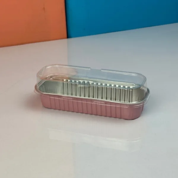 Mini barquettes en aluminium avec couvercle color rose