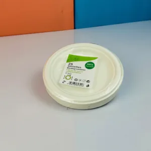 Assiettes biodégradables en fibre de sucre 18cm