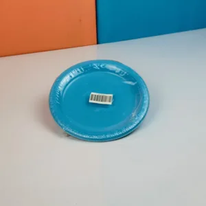 Assiettes en plastique lin coloris bleu ciel 17cm