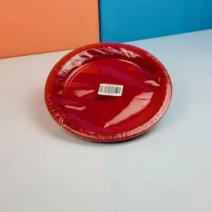 Assiettes en plastique lin coloris rouge 23cm