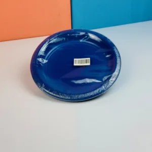 Assiettes en plastique lin coloris bleu 23cm