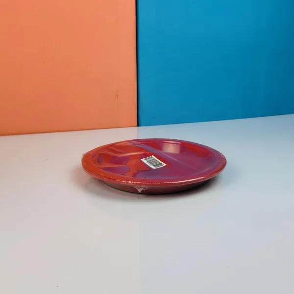 Assiettes en plastique lin coloris rouge 23cm – Image 2