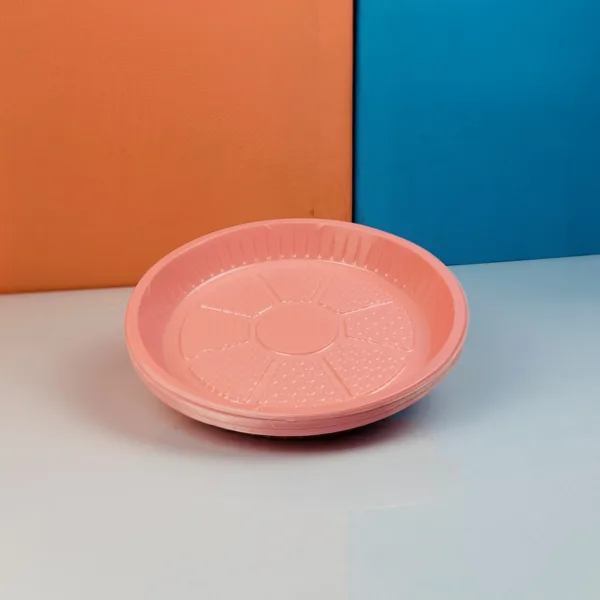 Assiettes en plastique coloris rose 23cm