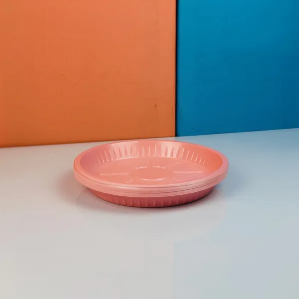 Assiettes en plastique coloris rose 23cm – Image 2