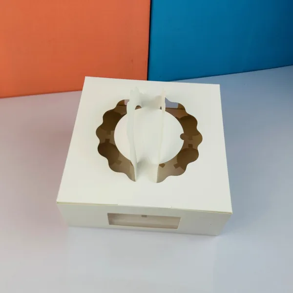 Cakebox blanc avec fenêtre et manche 25x25x14cm – Image 4
