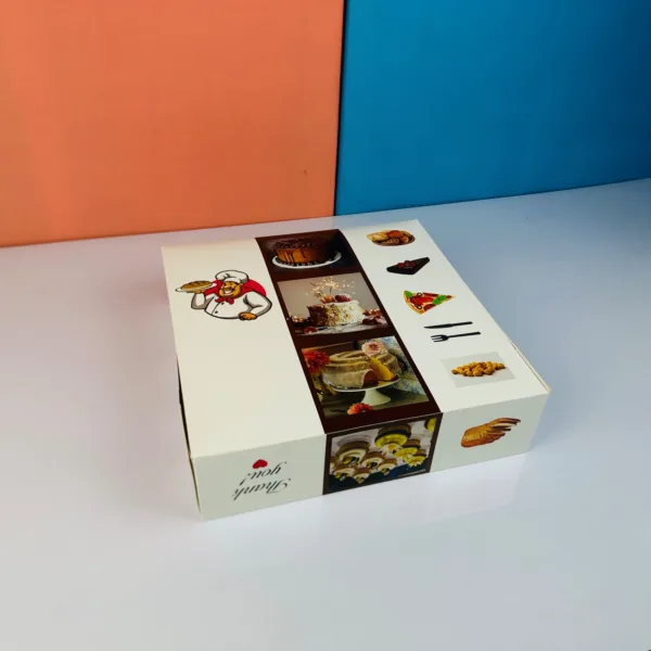 Cakebox blanc décoré 30x30x10cm – Image 3