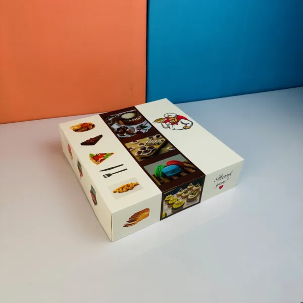 Cakebox blanc décoré 30x30x10cm