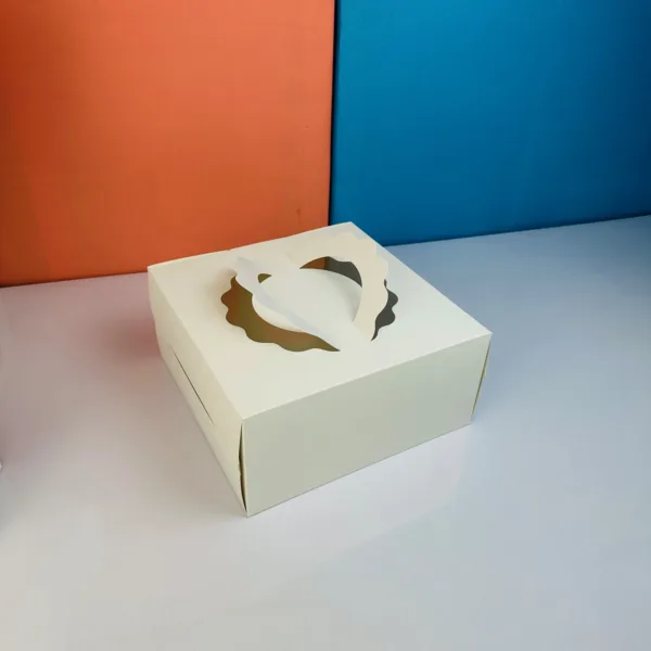 Cakebox blanc avec fenêtre et manche 25x25x14cm