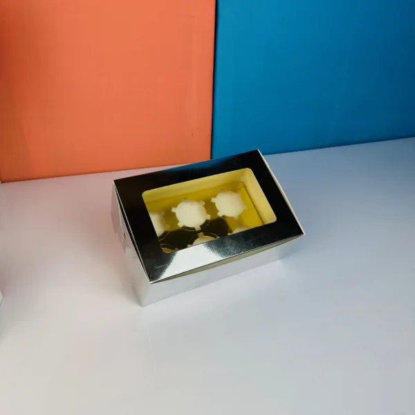 Boîte a cupcake argent 6 trous