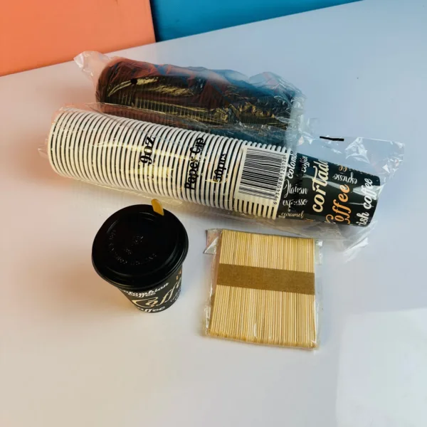 COMBO : Gobelets à café avec couvercle expresso 200ml + 50 bâtonnet en bambou 10cm – Image 3