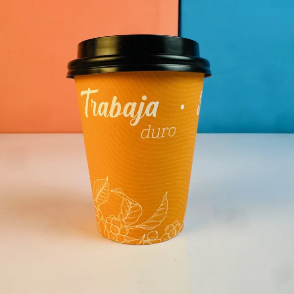 Gobelets à café avec couvercle expresso couleur orange 200ml – Image 2