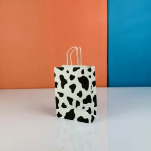 Sacs 20x15cm en kraft blanc décoré noir