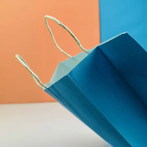 Sacs 33x26cm bleu en kraft – Image 2