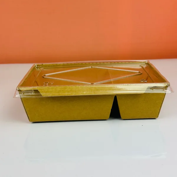 Barquettes en kraft 2 compartiments avec couvercles 2100ml – Image 4