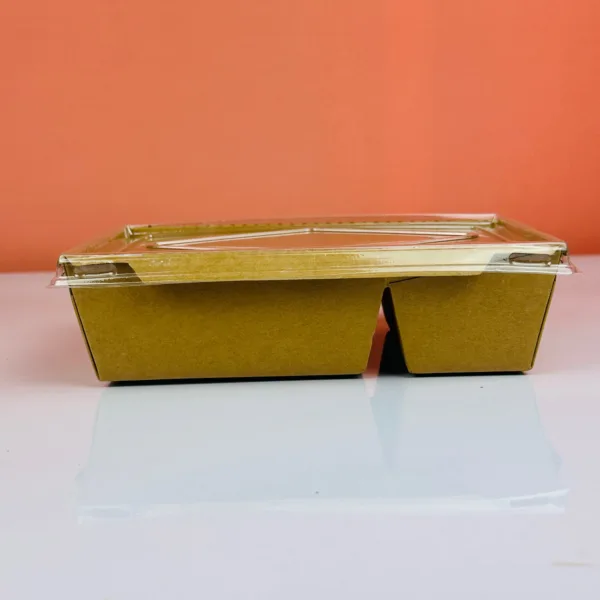 Barquettes en kraft 2 compartiments avec couvercles 1200ml – Image 3