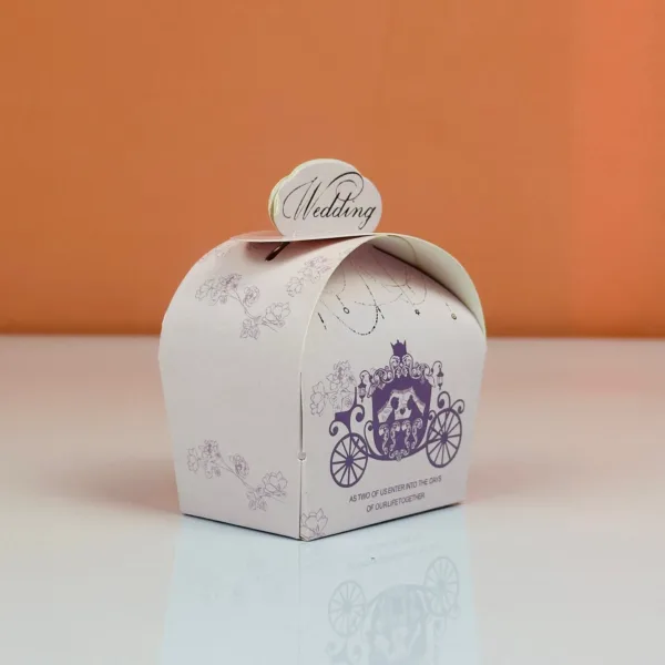 Boîtes à dragées char mauve thème wedding