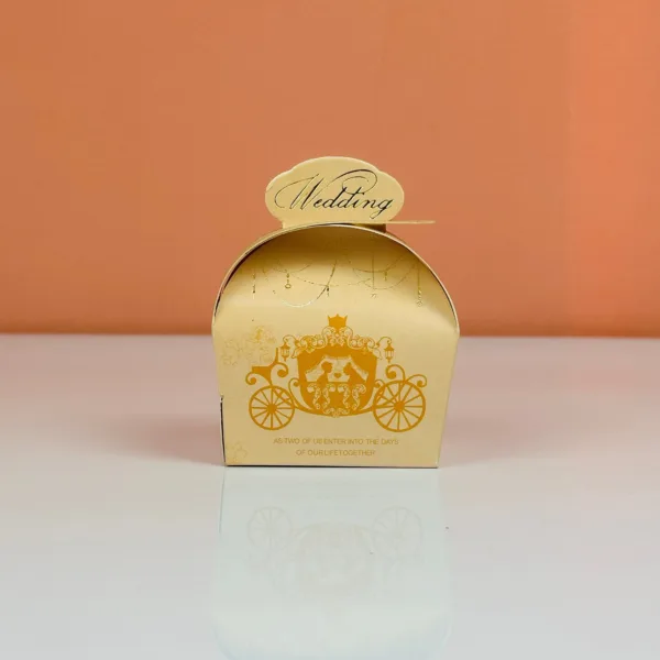 Boîtes à dragées char beige thème mariage – Image 2