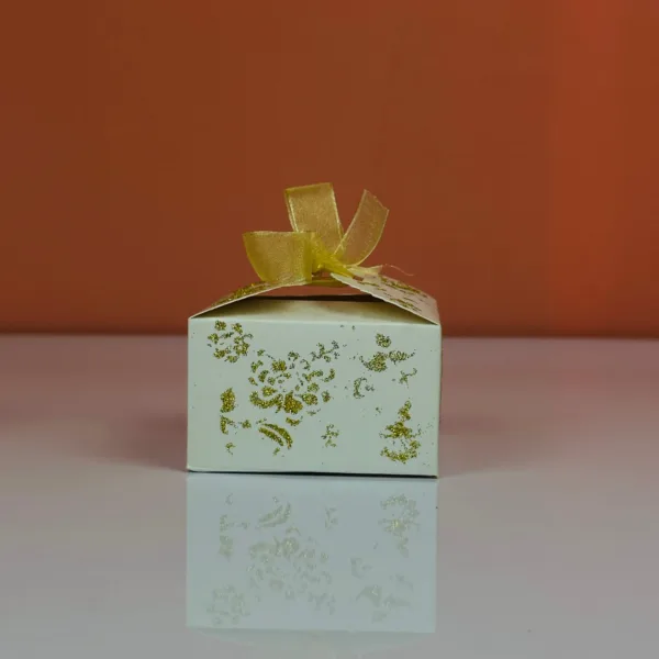 Boîtes à dragées chic blanc décoré or pailletés – Image 4